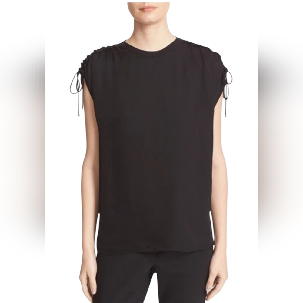Therory Malkara Ruched Shoulder Silk Top